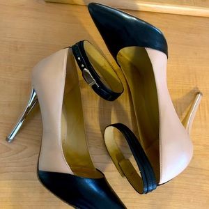 COACH leather pointed toe pumps with ankle strap